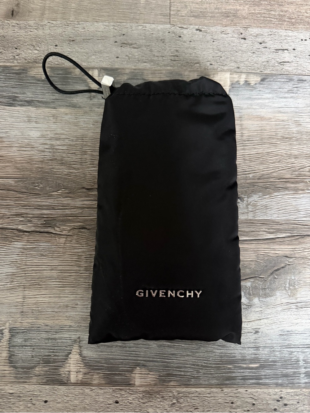 Givenchy Black Eyeglass/Sunglasses Drawstring Pouch with Silver Logo